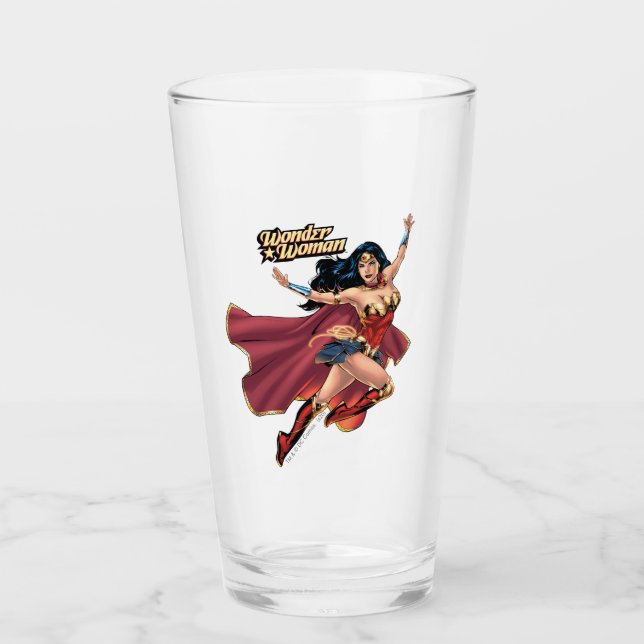 Wonder Woman Wearing Cape Glass (Front)