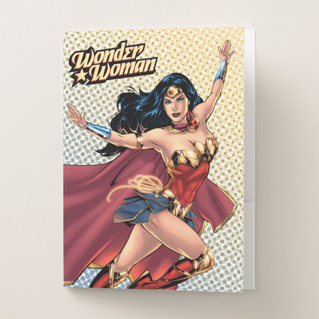 Wonder Woman Wearing Cape Pocket Folder (Front)