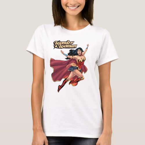 Wonder Woman Wearing Cape T_Shirt