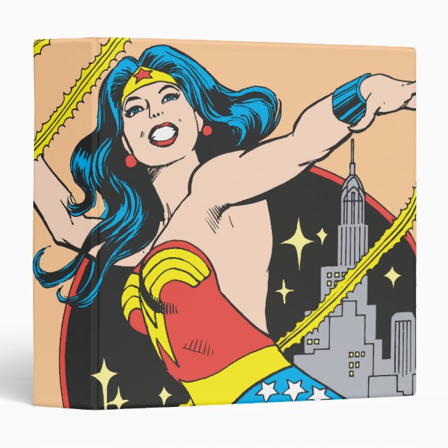 Wonder Woman with City Background 3 Ring Binder (Front/Spine)