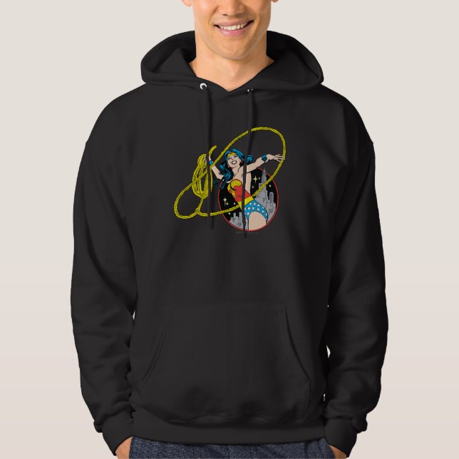 Wonder Woman with City Background Hoodie (Front)