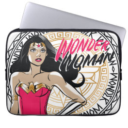Wonder Woman With Greek Tribal Emblem Laptop Sleeve
