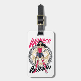Wonder Woman With Greek Tribal Emblem Luggage Tag