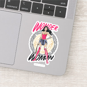 Wonder Woman With Greek Tribal Emblem Sticker