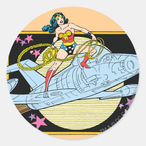 Wonder Woman with Jet Classic Round Sticker