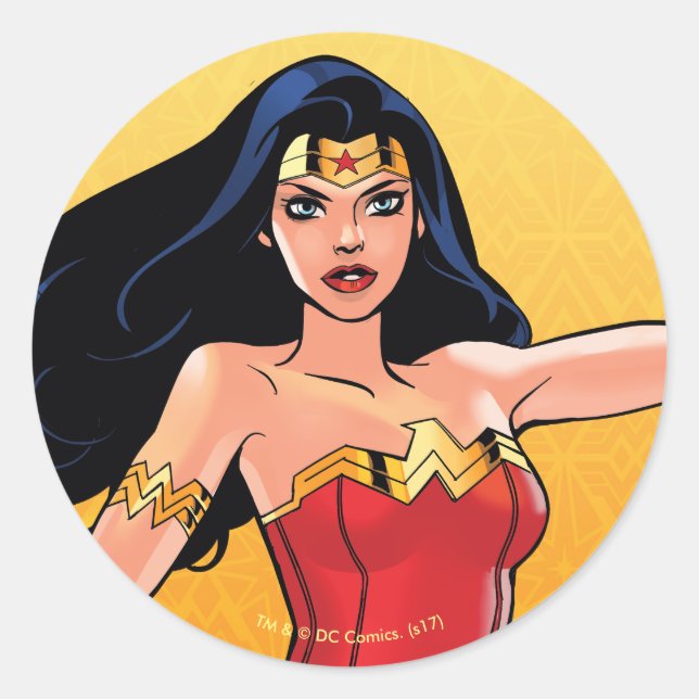 Wonder Woman With Lasso - Fight For Justice Classic Round Sticker (Front)