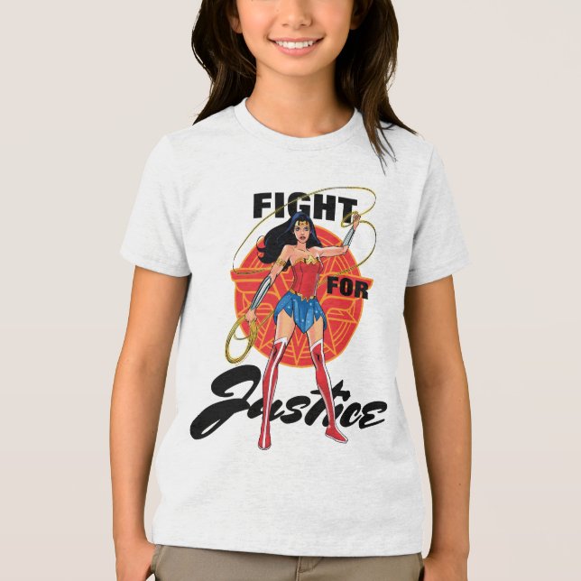 Wonder Woman With Lasso - Fight For Justice Tri-Blend Shirt (Front)