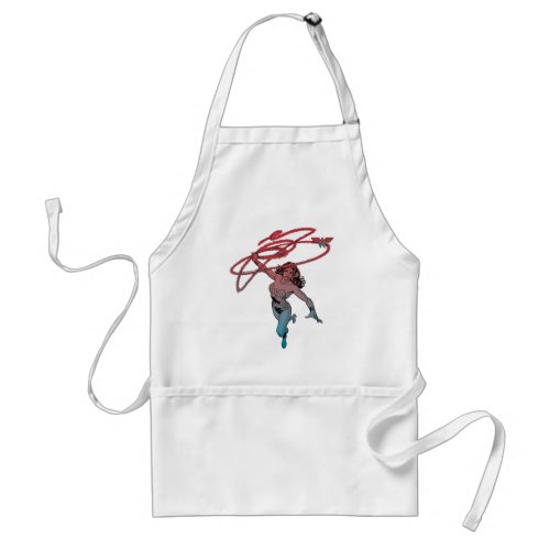 Wonder Woman With Lasso Red Blue Gradient Line Art Adult Apron