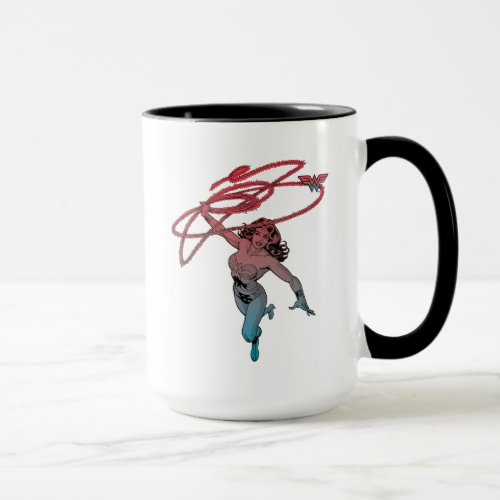 Wonder Woman With Lasso Red Blue Gradient Line Art Mug