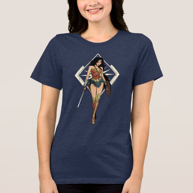 Wonder Woman With Sword Comic Art Tri-Blend Shirt (Front)