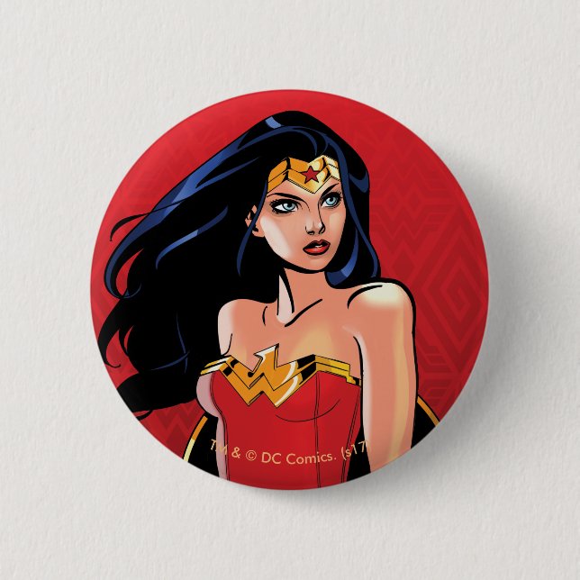 Wonder Woman With Sword - Fierce Pinback Button (Front)