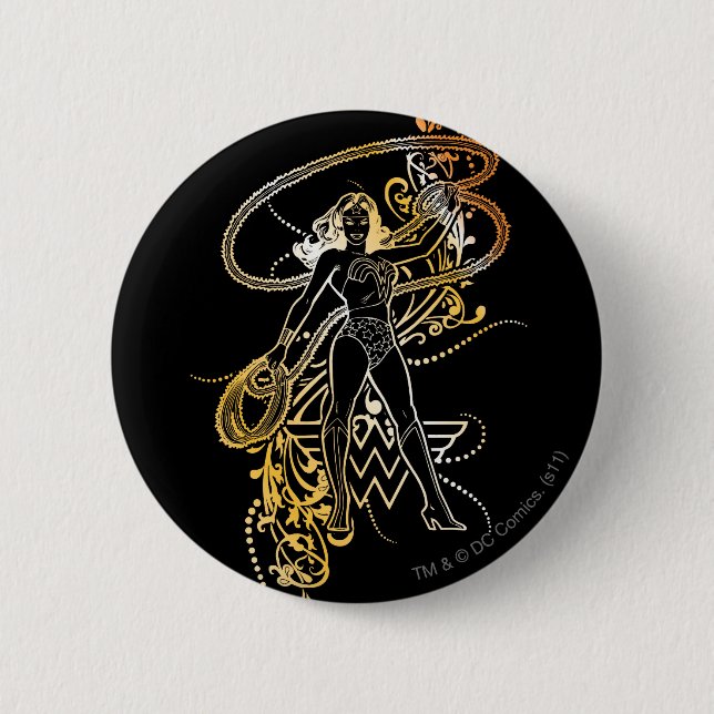 Wonder Woman Yellow Fade Pinback Button (Front)