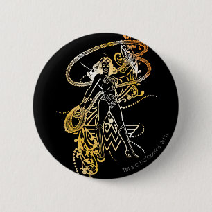 Wonder Woman Yellow Fade Pinback Button
