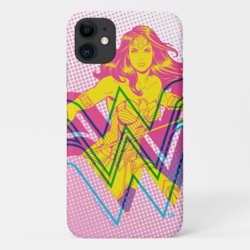 Wonder Woman Yellow_Pink Comic Art Logo iPhone 11 Case