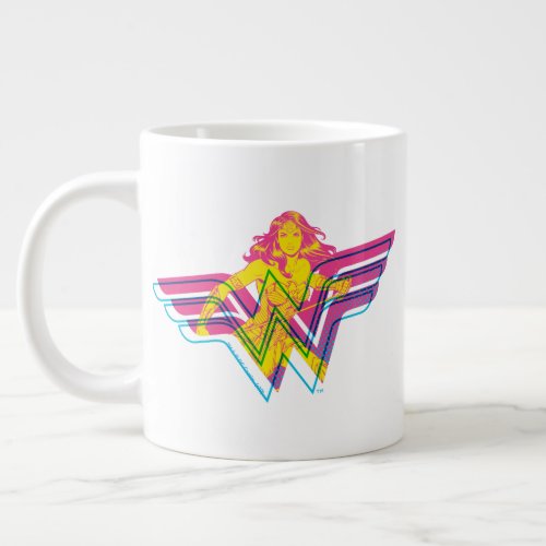 Wonder Woman Yellow_Pink Comic Art Logo Giant Coffee Mug