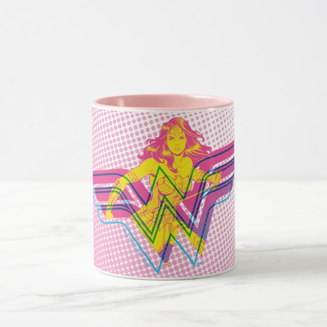 Wonder Woman Yellow-Pink Comic Art Logo Mug (Center)