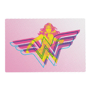 Wonder Woman Yellow-Pink Comic Art Logo Placemat