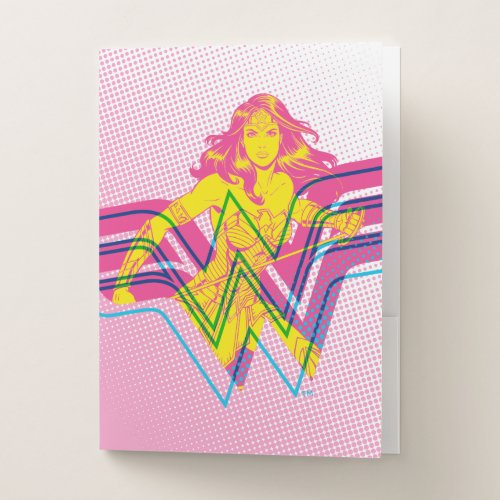 Wonder Woman Yellow_Pink Comic Art Logo Pocket Folder