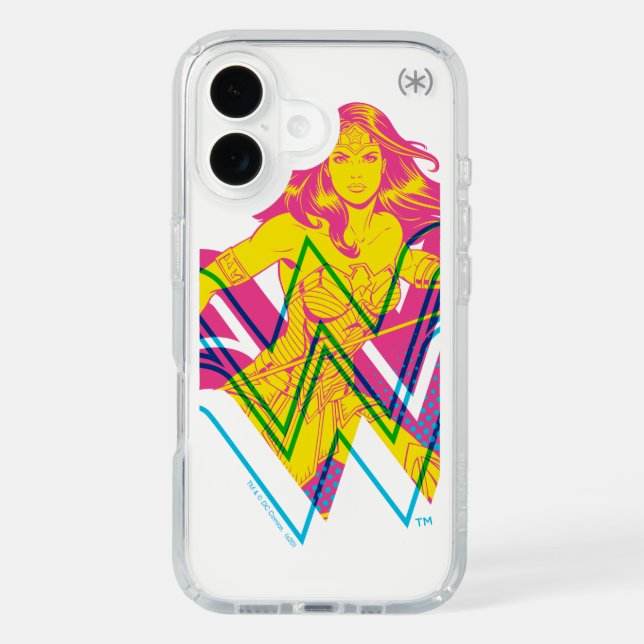 Wonder Woman Yellow-Pink Comic Art Logo Speck iPhone Case (Front)