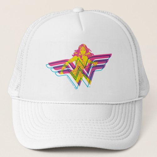 Wonder Woman Yellow_Pink Comic Art Logo Trucker Hat