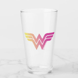 Wonder Woman Yellow-Pink Halftone Gradient Logo Glass