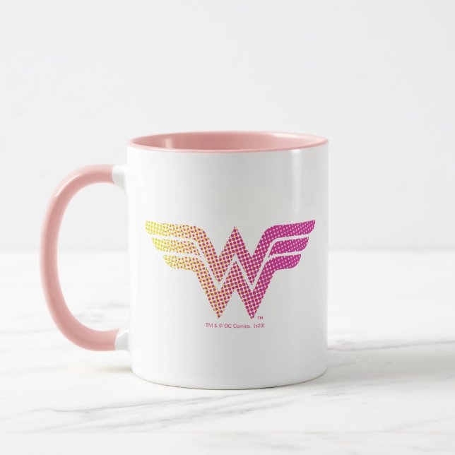 Wonder Woman Yellow-Pink Halftone Gradient Logo Mug (Left)