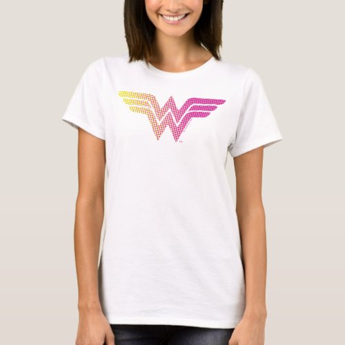 Wonder Woman Yellow_Pink Halftone Gradient Logo T_Shirt
