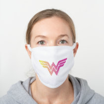 Wonder Woman Yellow-Pink Halftone Gradient Logo White Cotton Face Mask
