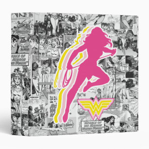 Wonder Woman Yellow-Pink Layered Silhouette 3 Ring Binder