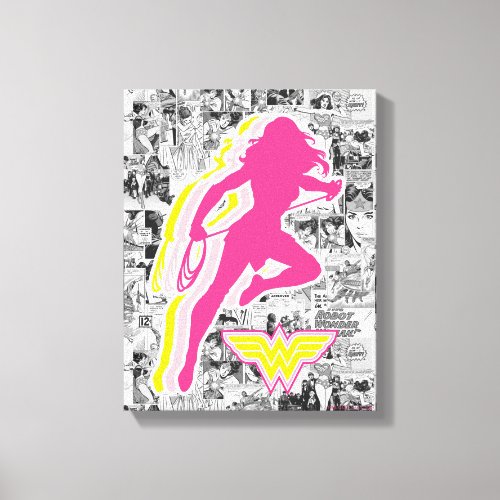 Wonder Woman Yellow_Pink Layered Silhouette Canvas Print