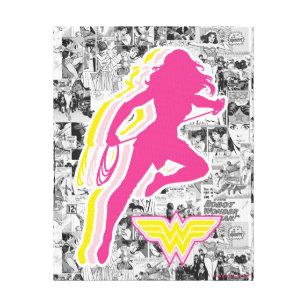 Wonder Woman Yellow-Pink Layered Silhouette Canvas Print
