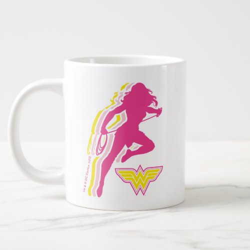 Wonder Woman Yellow_Pink Layered Silhouette Giant Coffee Mug