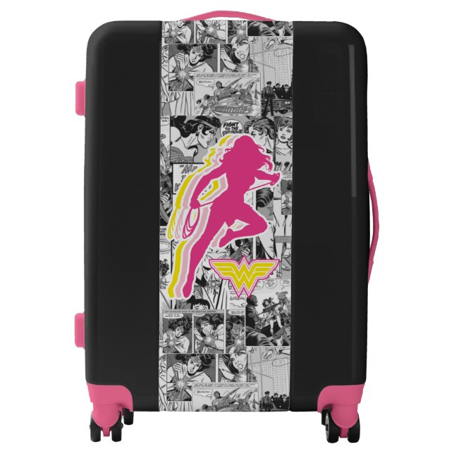 Wonder Woman Yellow-Pink Layered Silhouette Luggage (Front)
