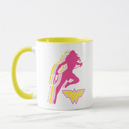 Wonder Woman Yellow_Pink Layered Silhouette Mug