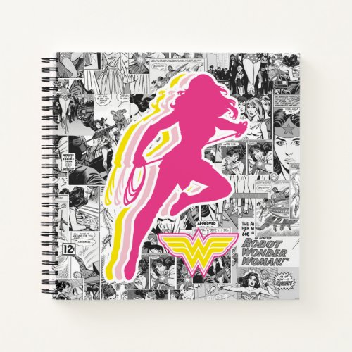 Wonder Woman Yellow_Pink Layered Silhouette Notebook