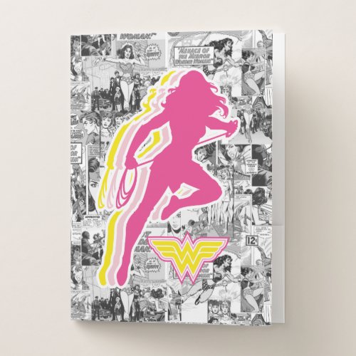 Wonder Woman Yellow_Pink Layered Silhouette Pocket Folder