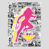 Wonder Woman Yellow-Pink Layered Silhouette Poster