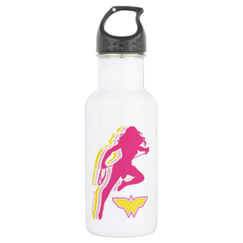 Wonder Woman Yellow_Pink Layered Silhouette Stainless Steel Water Bottle