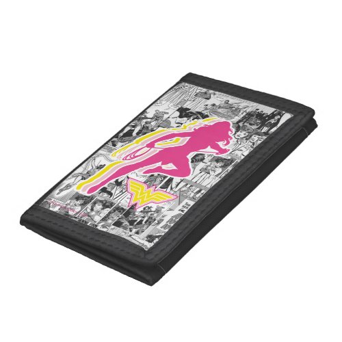 Wonder Woman Yellow_Pink Layered Silhouette Trifold Wallet