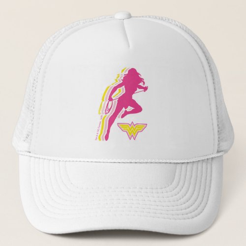 Wonder Woman Yellow_Pink Layered Silhouette Trucker Hat