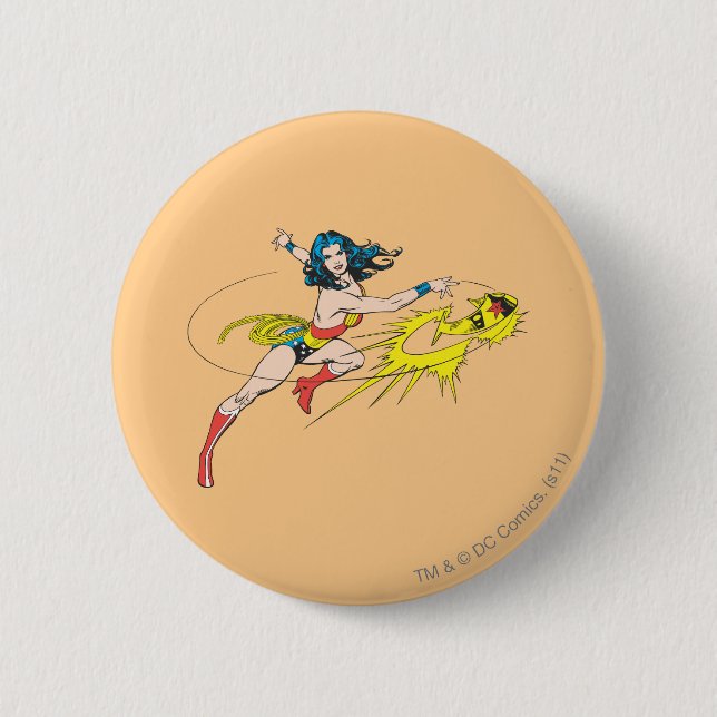 Wonder WomanThrows Crown Pinback Button (Front)