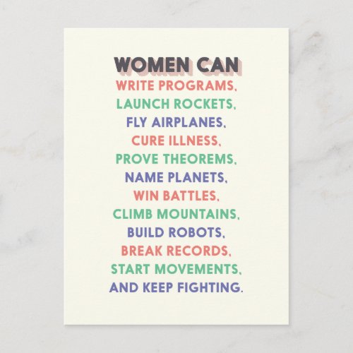 Wonder Women Women Can Litany Postcard