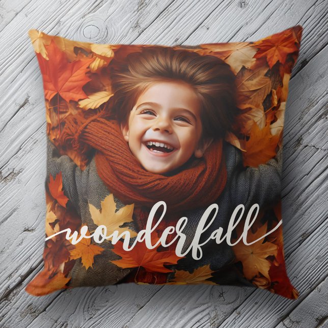Wonderfall Autumn Fall Leaves Custom Photo Throw Pillow (Wonderfall Autumn Fall Leaves Custom Photo Throw Pillow Cover Photo)