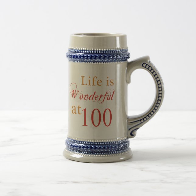 Wonderful 100th Birthday Gifts Beer Stein (Right)