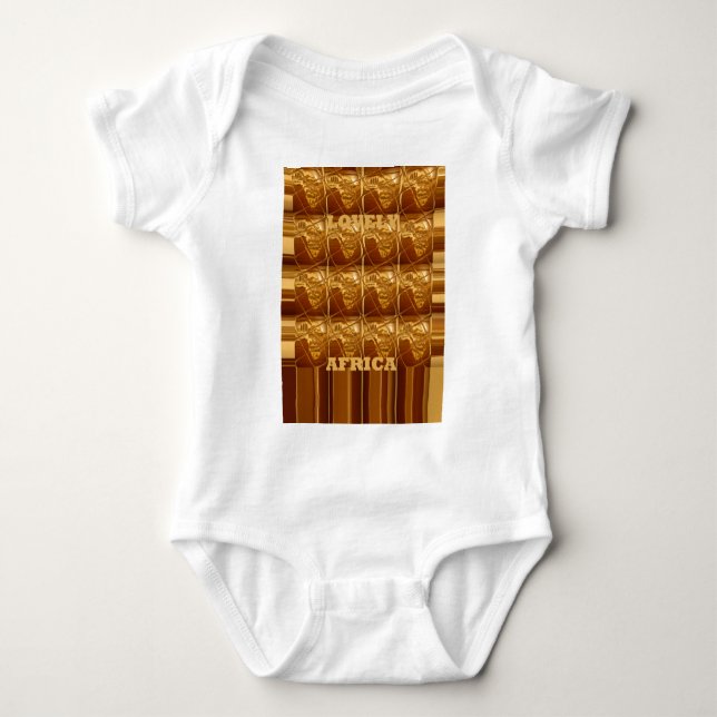 Wonderful African Map Print Golden Design Baby Bodysuit (Front)