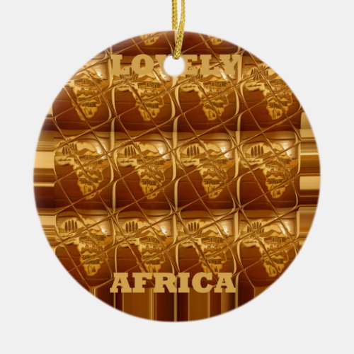 Wonderful African Map Print Golden Design Ceramic Ornament