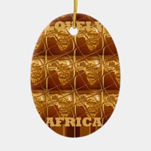 Wonderful African Map Print Golden Design Ceramic Ornament