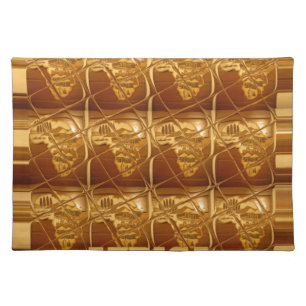 Wonderful African Map Print Golden Design Cloth Placemat