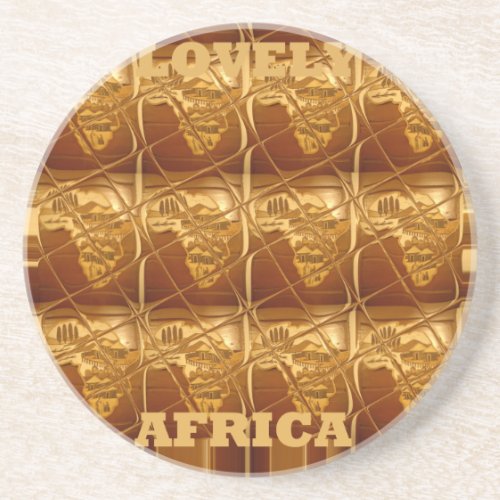 Wonderful African Map Print Golden Design Coaster