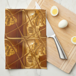 Wonderful African Map Print Golden Design Kitchen Towel